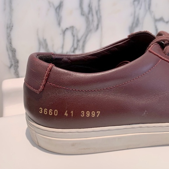 Common Project Burgundy Leather Lowtop Sneakers - Picture 4 of 8